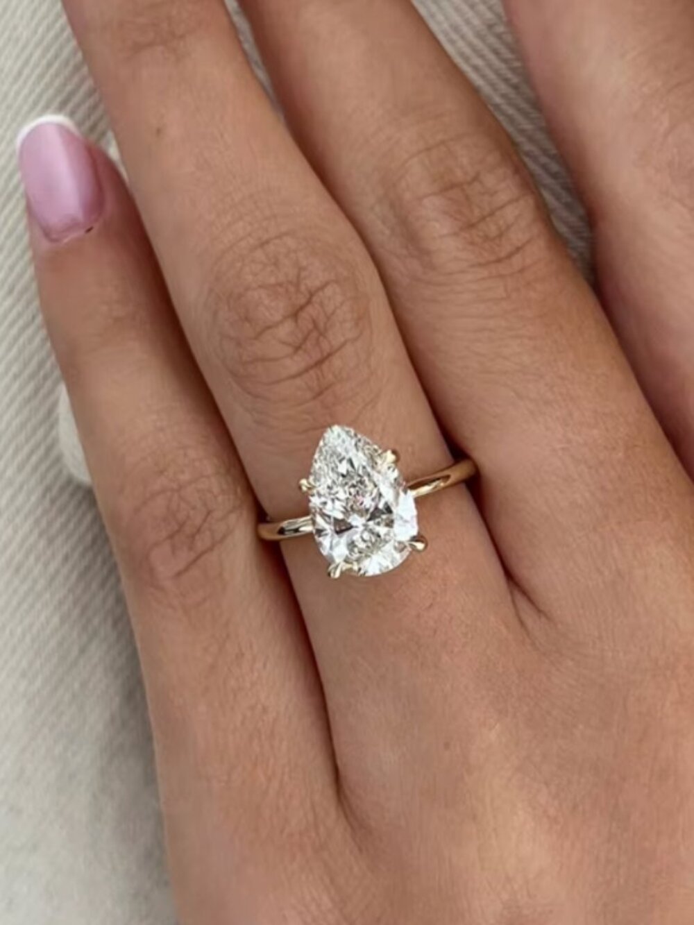 NEW 14k Yellow Gold Pear Cut 4 Carat Diamond Ring Sterling Silver Ring